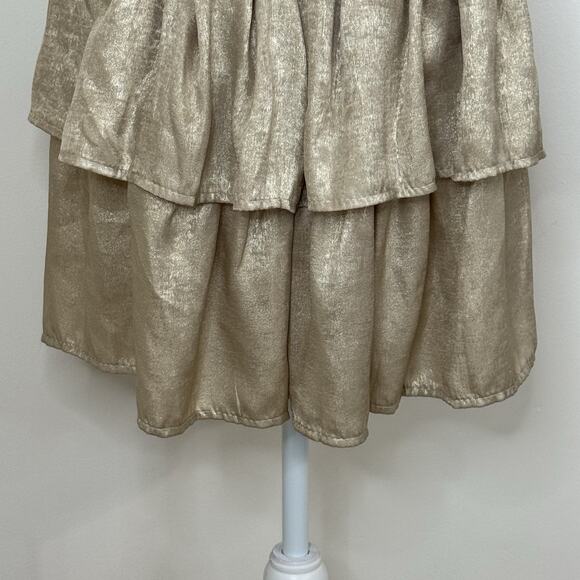 NWT Sofia Made In Italy Orleans Smocked Tiered Mini Skirt One Size Gold - Picture 10 of 13